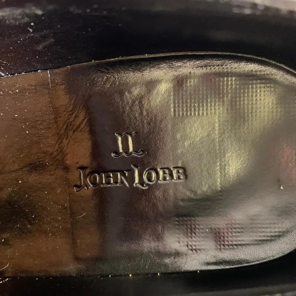JOHN LOBB Size 9 Black Leather Pointed Toe Lace Up Shoes